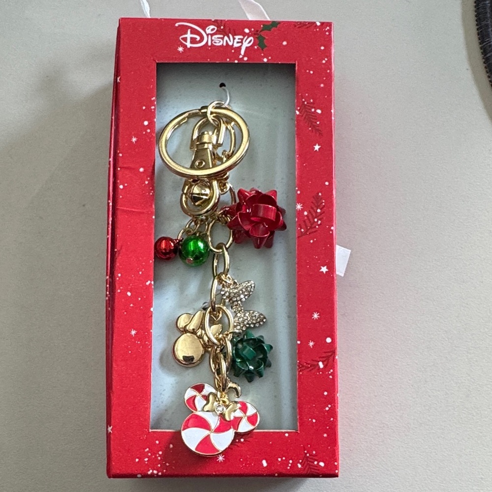 Disney Festive Keychain with Red and Green Charms